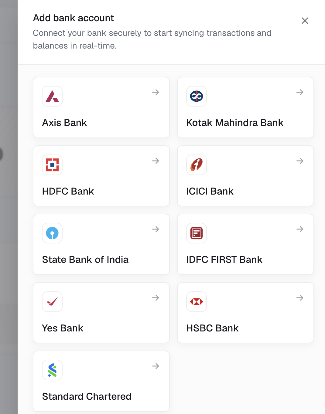 Add bank account